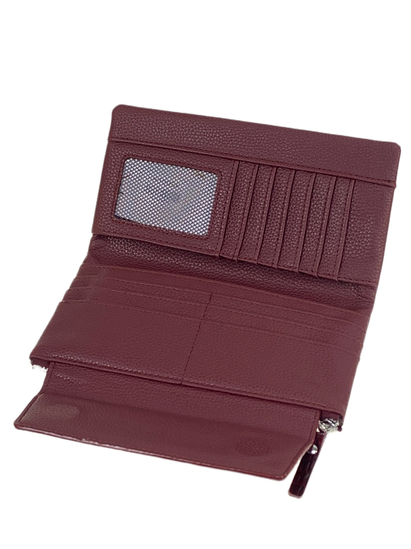 На фото 2 -  Женское портмоне из искусственной кожи, цвет бордовый