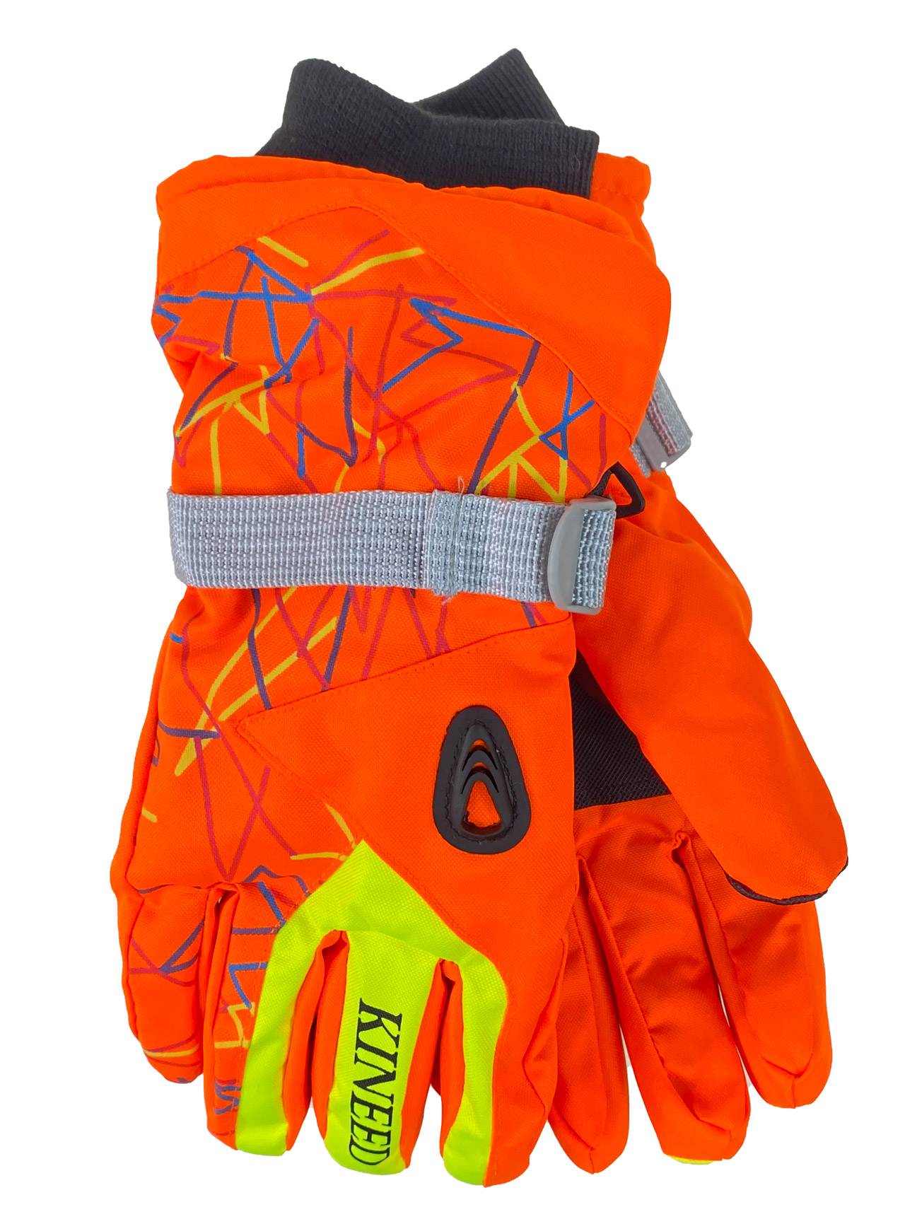 На фото 1 - Подростковые утепленные перчатки, цвет оранжевый