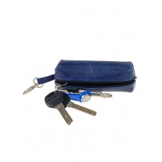 На фото 1 - Ключница-батон из натуральной кожи на карабине, цвет синий