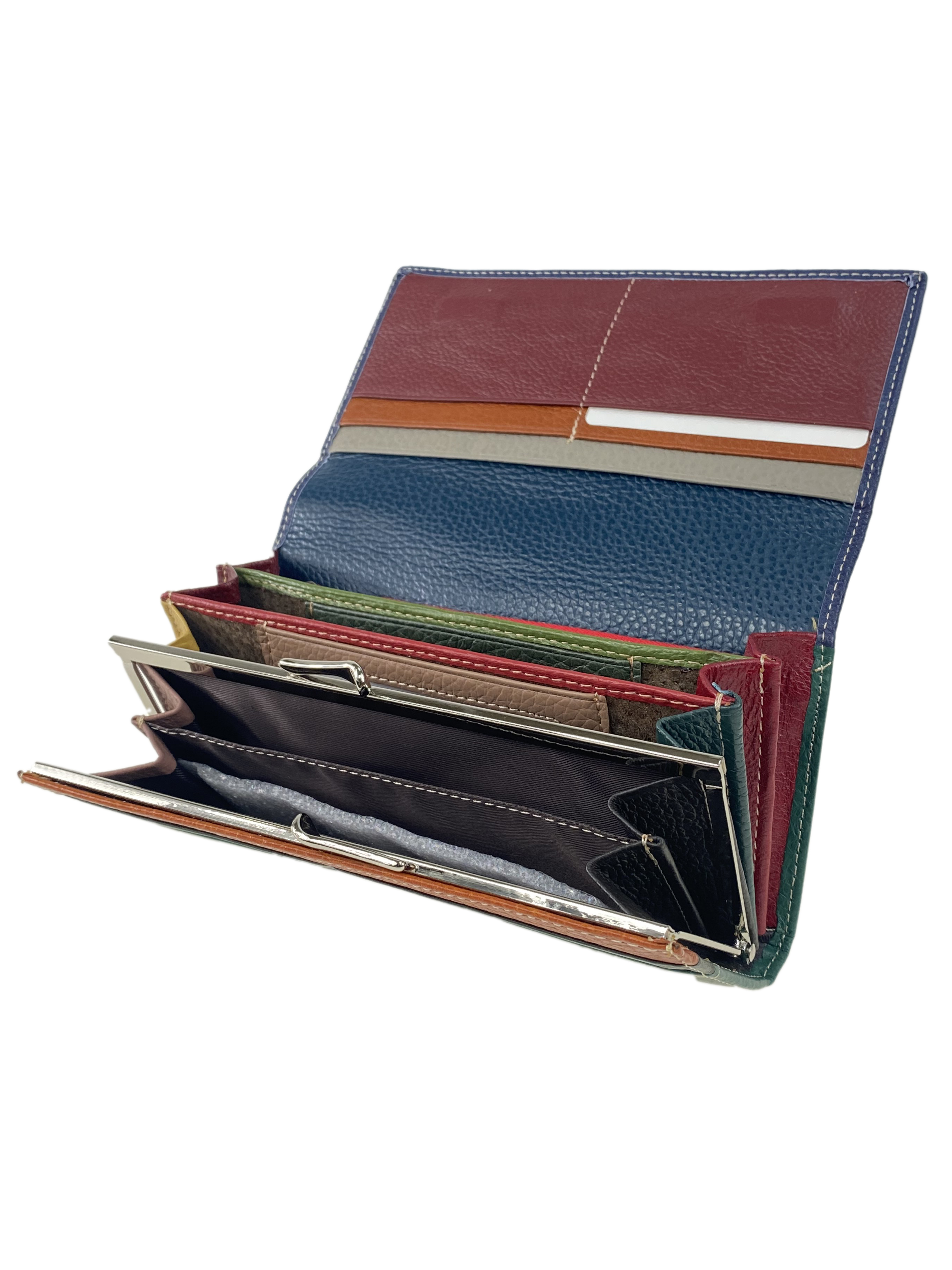 На фото 2 - Женский кошелёк-портмоне из мягкой натуральной кожи, мультицвет