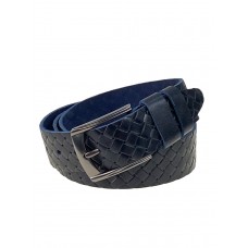 На фото 1 - Мужской ремень из натуральной кожи, цвет синий