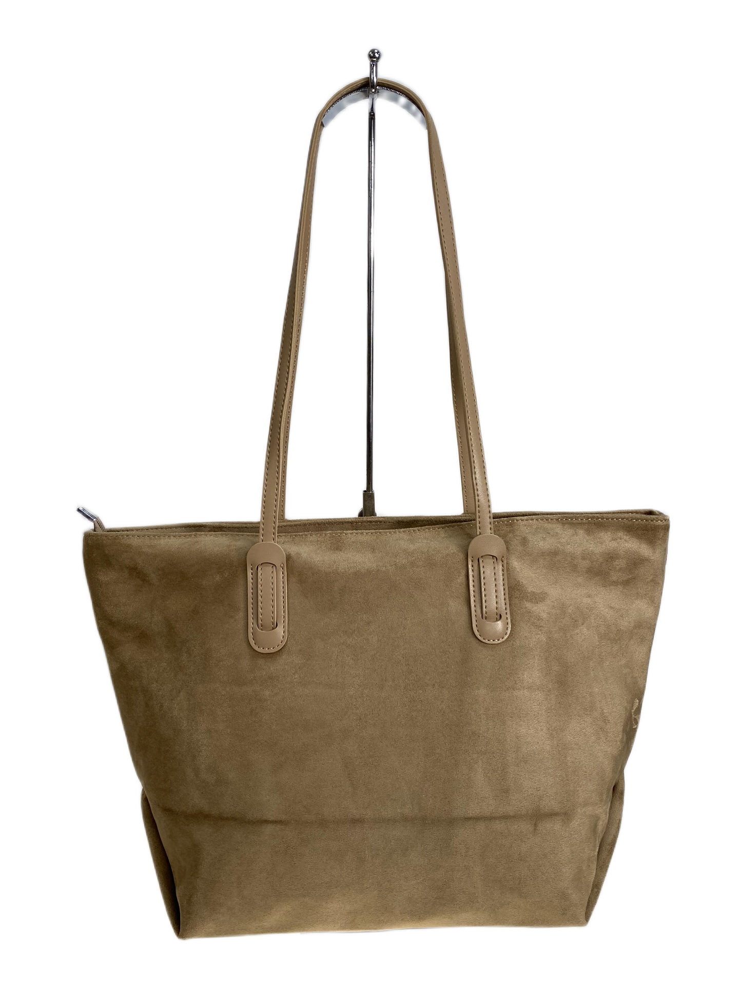 На фото 1 - Женская сумка из искусственной замши, цвет светло коричневый