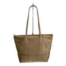 На фото 1 - Женская сумка из искусственной замши, цвет светло коричневый