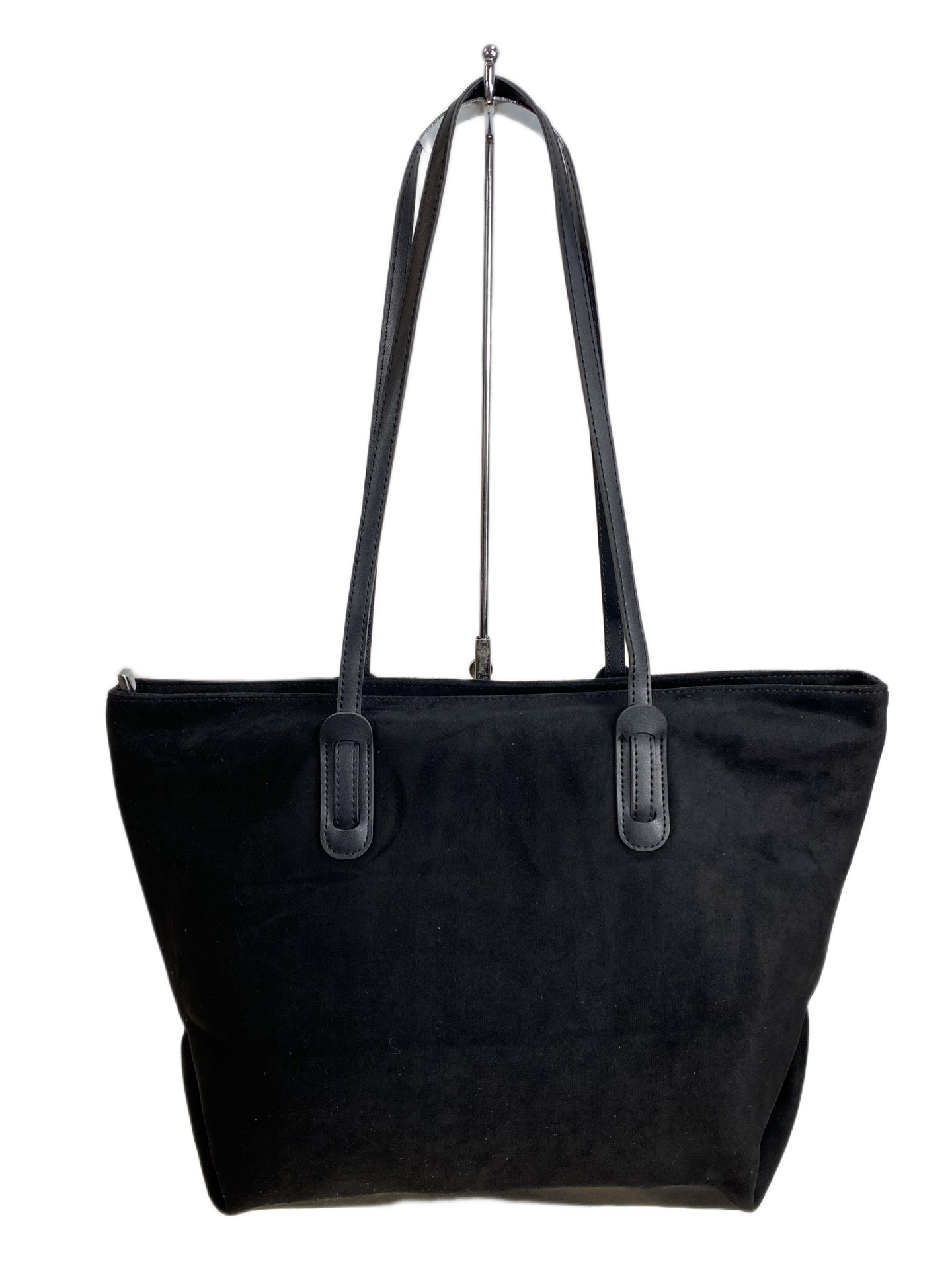 На фото 1 - Женская сумка из искусственной замши, цвет черный