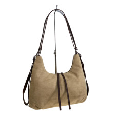 На фото 1 - Женская сумка из искусственной замши, цвет светло коричневый На фото 1 - Женская сумка из искусственной замши, цвет светло коричневый