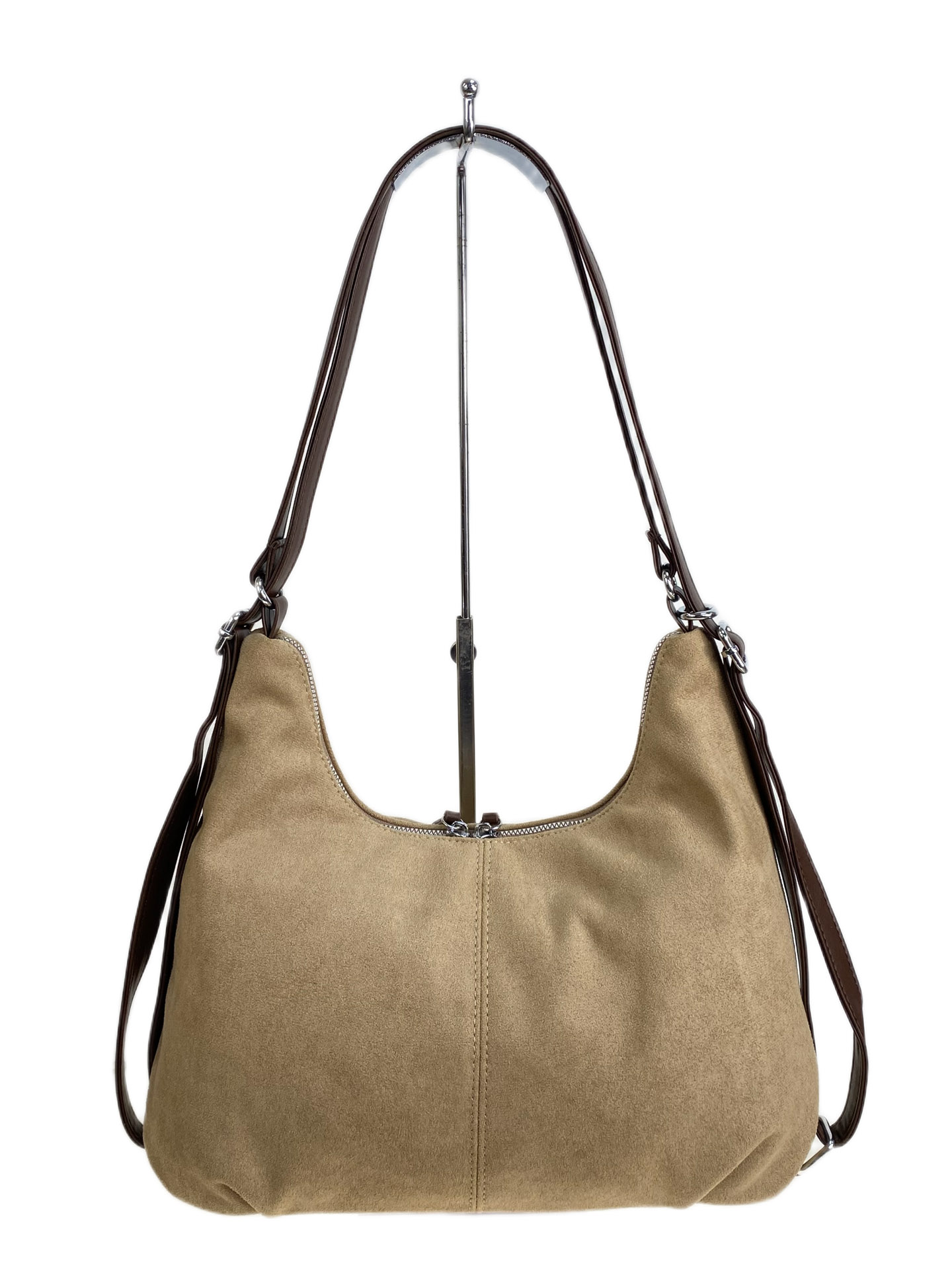 На фото 2 - Женская сумка из искусственной замши, цвет  светло коричневый