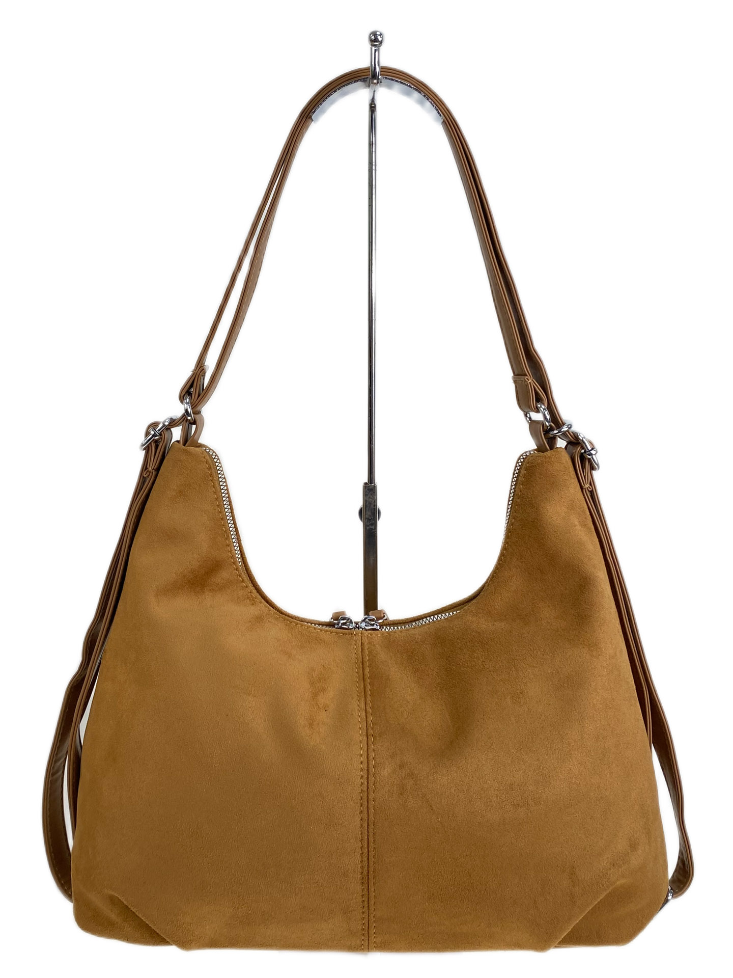 На фото 2 - Женская сумка из искусственной замши, цвет коричнево-рыжий