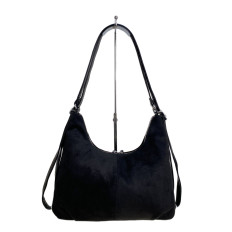 На фото 2 - Женская сумка из искусственной замши, цвет черный На фото 2 - Женская сумка из искусственной замши, цвет черный