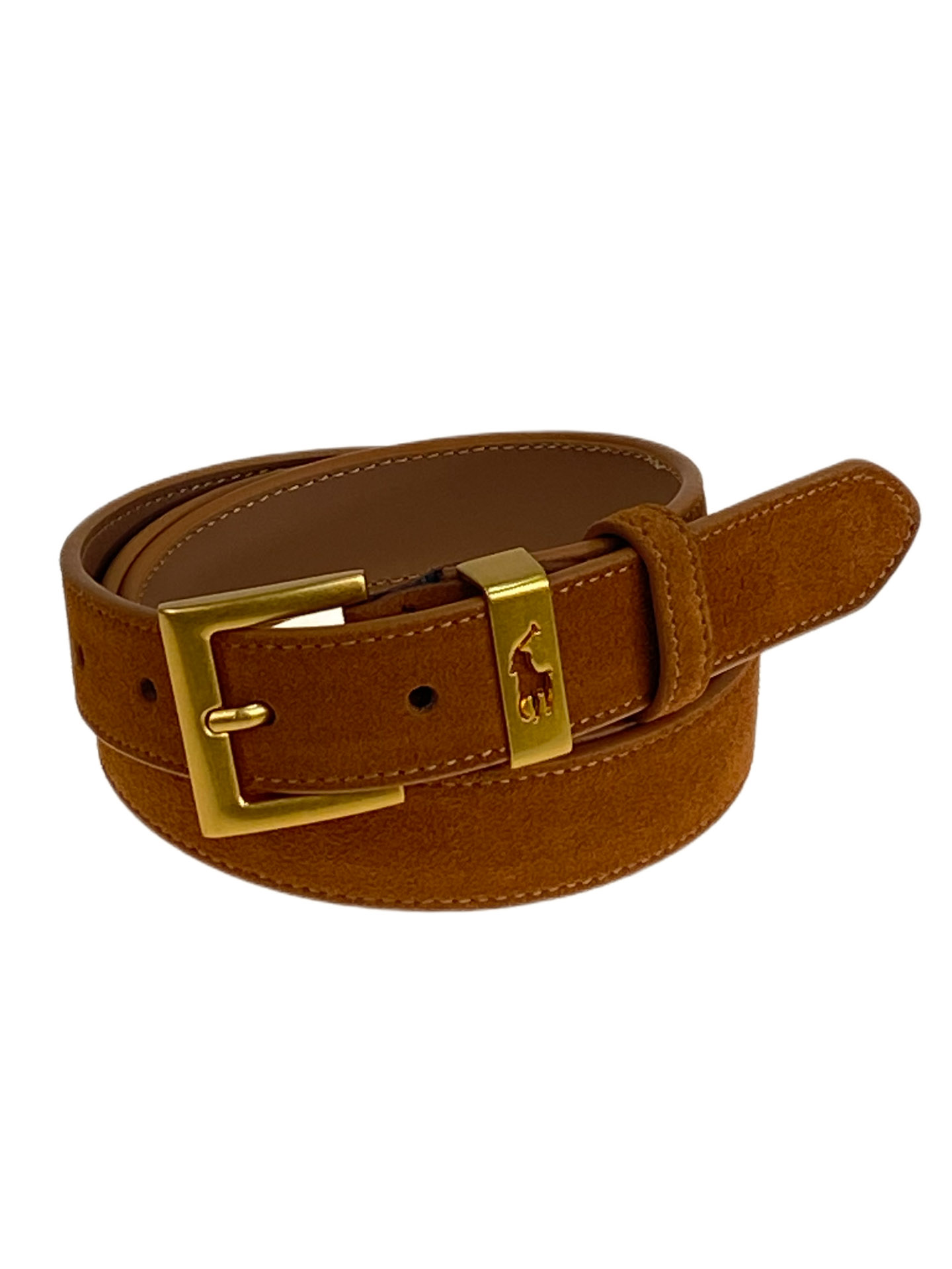 На фото 1 - Ремень женский из натуральной замши, цвет рыжий