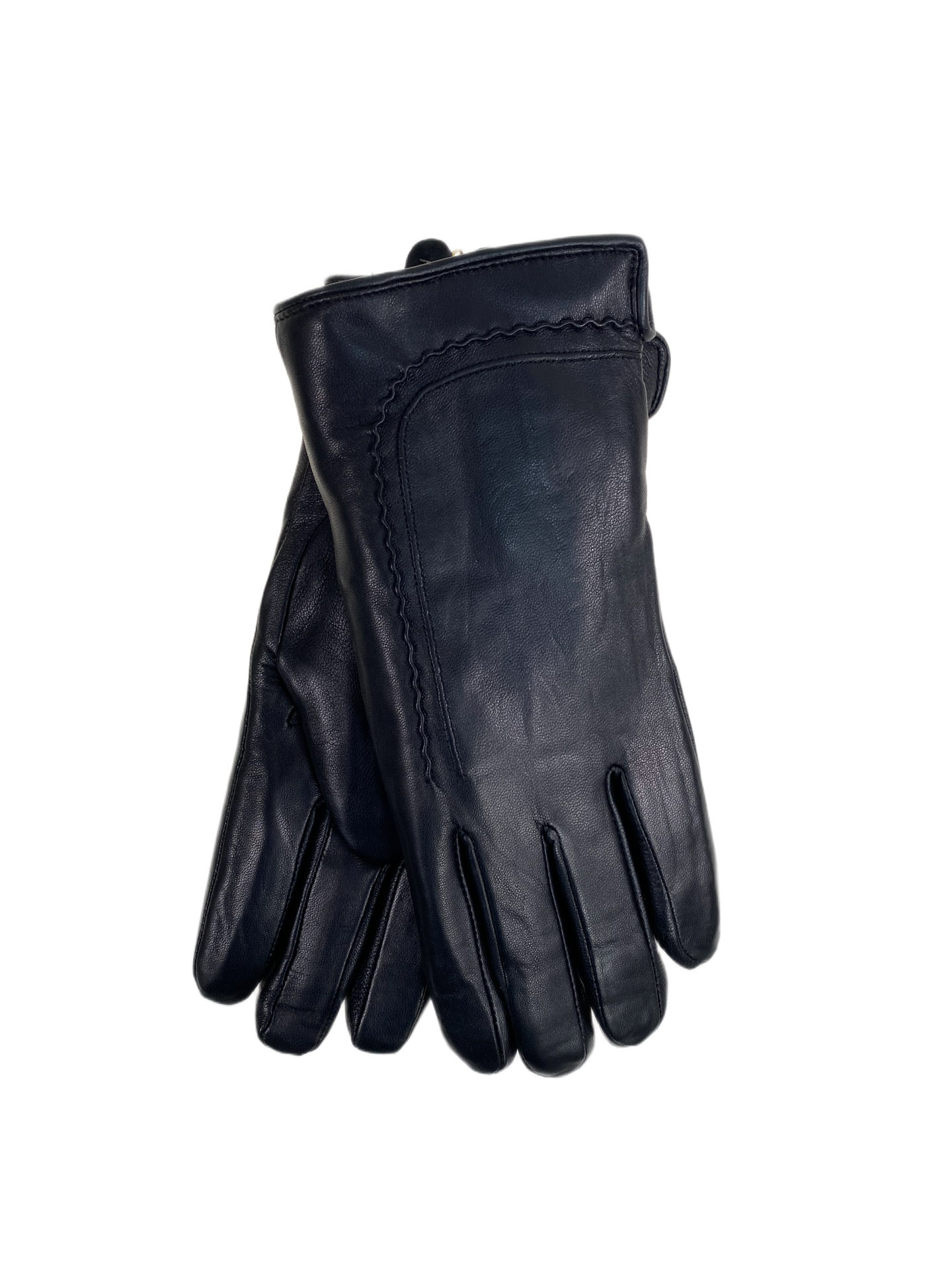 На фото 1 - Теплые женские перчатки из натуральной кожи, цвет черный