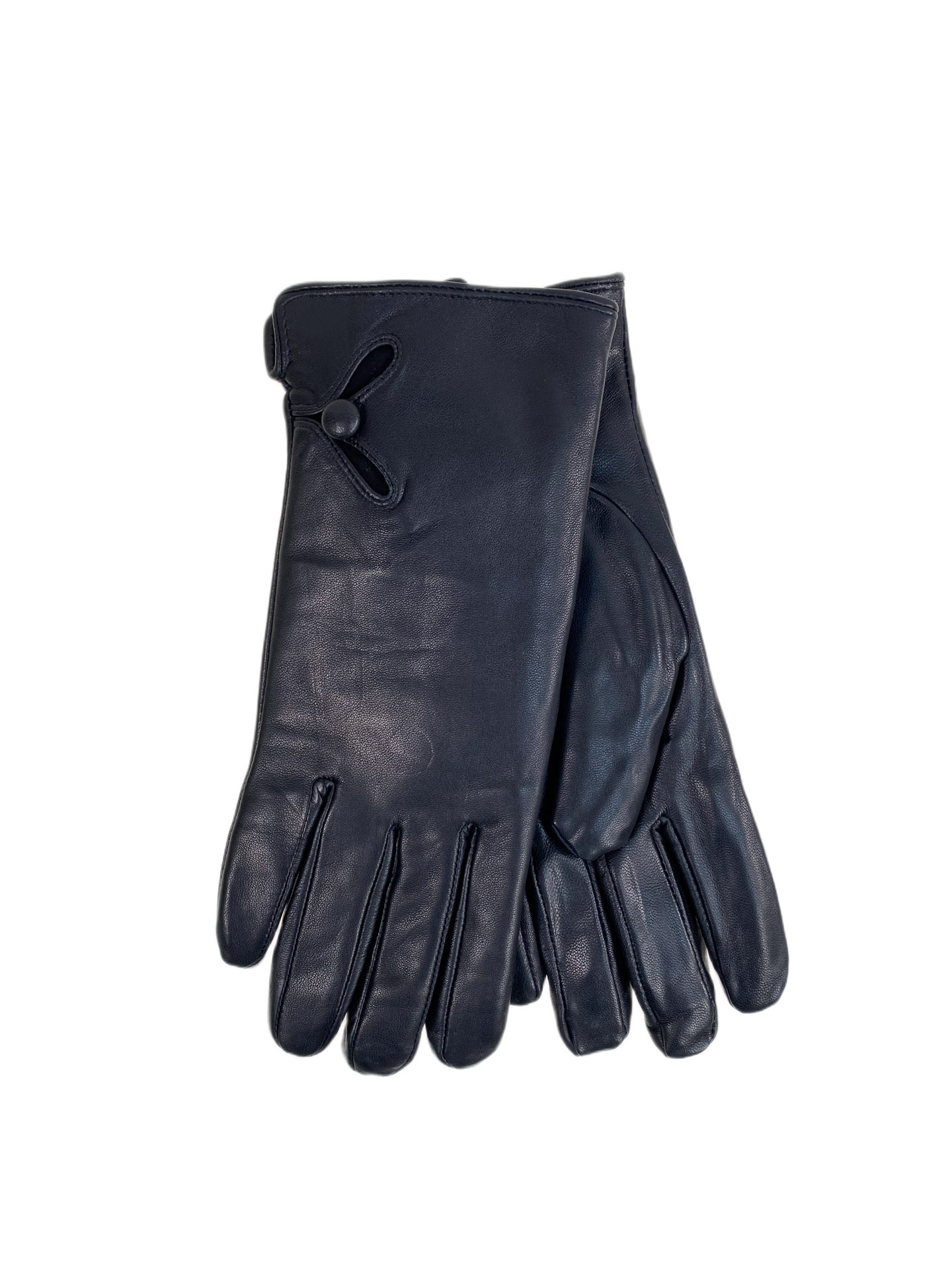 На фото 1 - Теплые женские перчатки из натуральной кожи, цвет черный