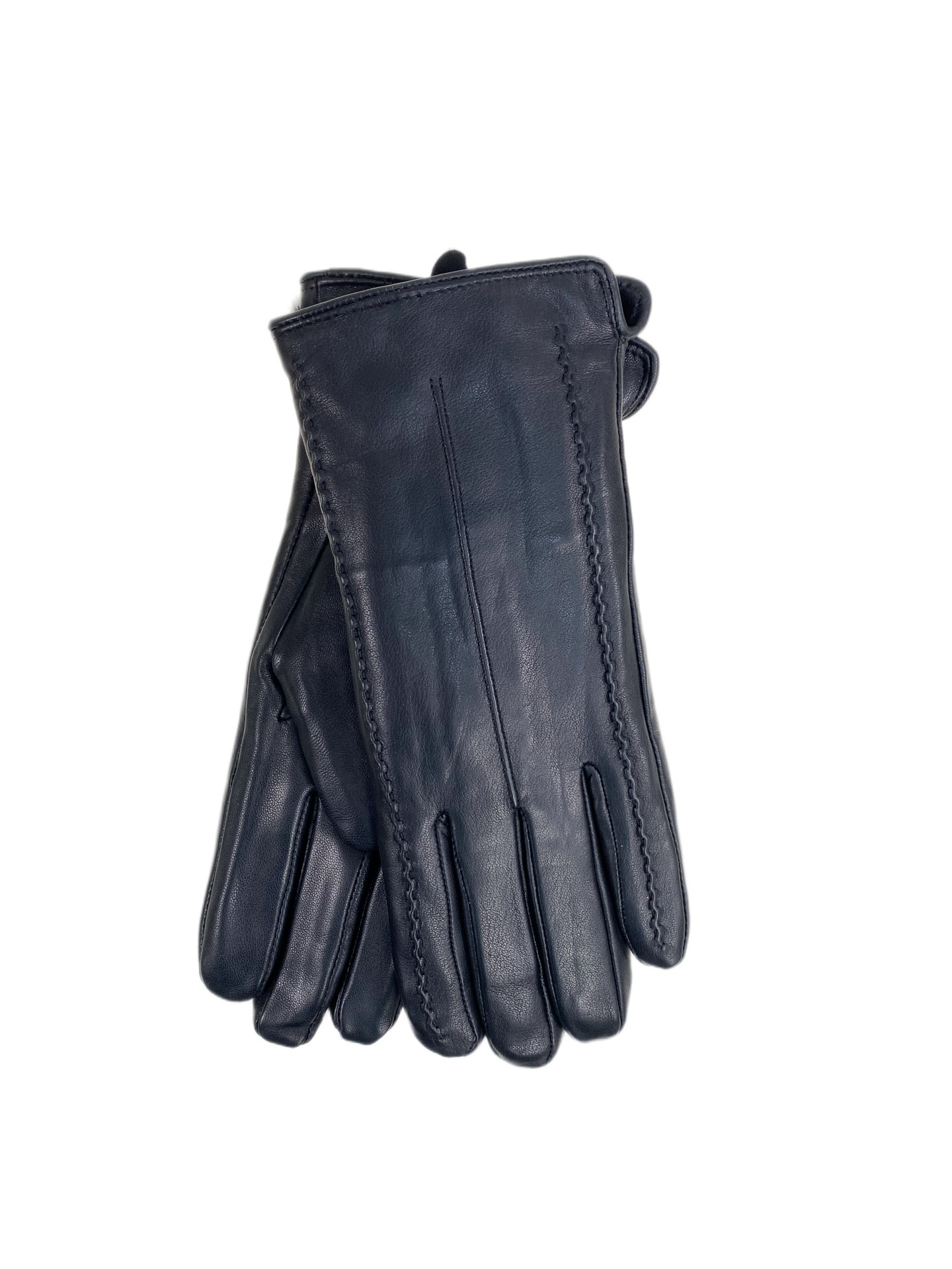 На фото 1 - Теплые женские перчатки из натуральной кожи, цвет черный