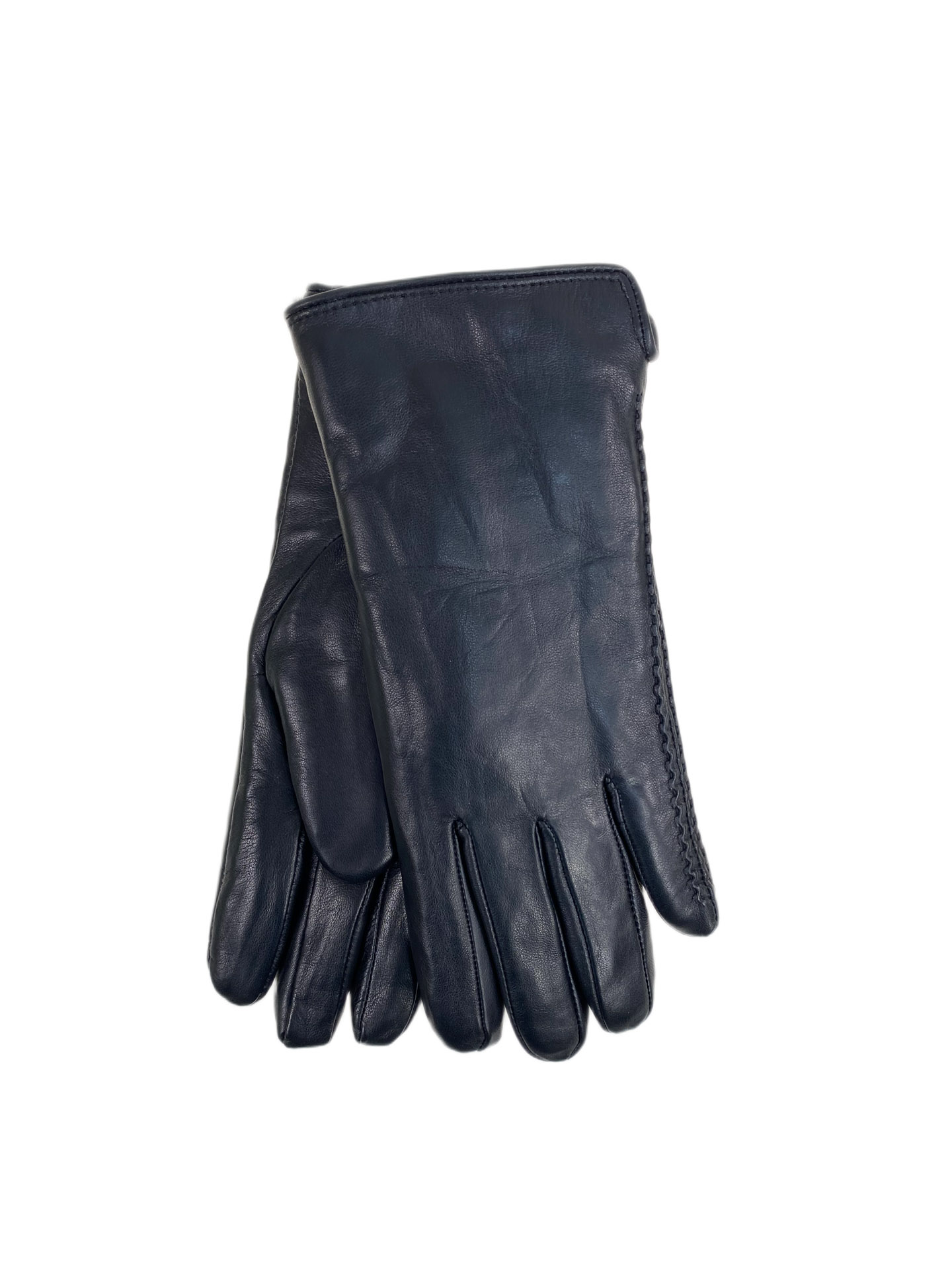 На фото 1 - Теплые женские перчатки из натуральной кожи, цвет черный