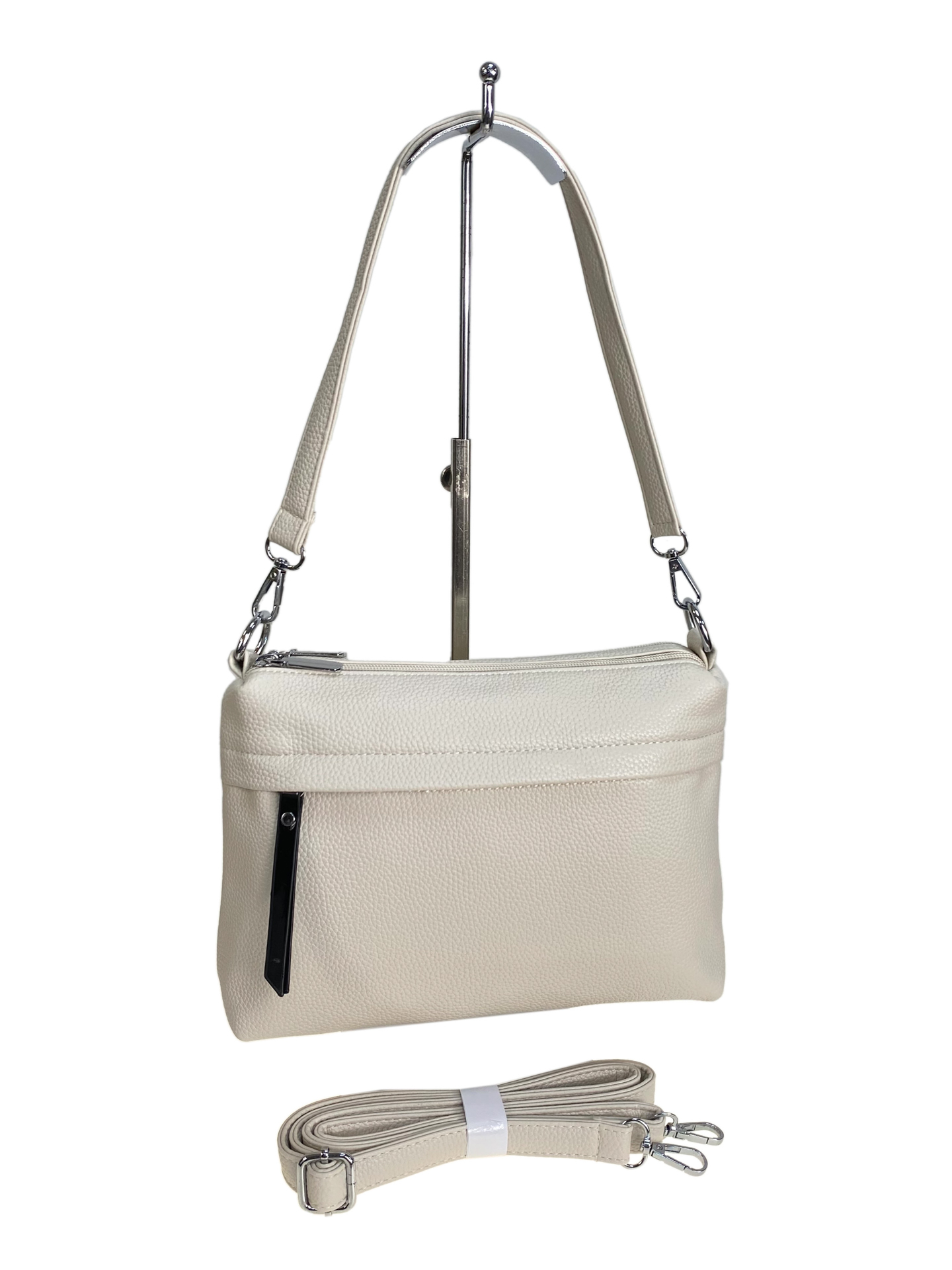 На фото 1 - Женская сумка из искусственной кожи, цвет молочный