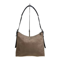 На фото 1 - Женская сумка из искусственной замши, цвет светло коричневый