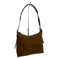 На фото 2 - Женская сумка из искусственной замши, цвет шоколад