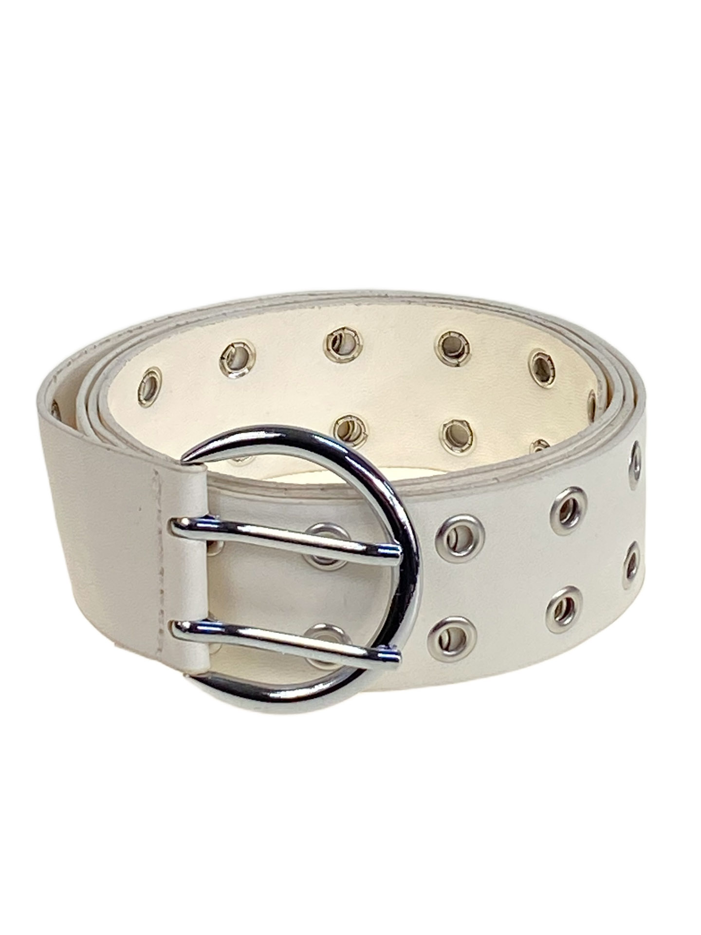 На фото 1 -  Ремень женский с люверсами из искусственной кожи, цвет  белый
