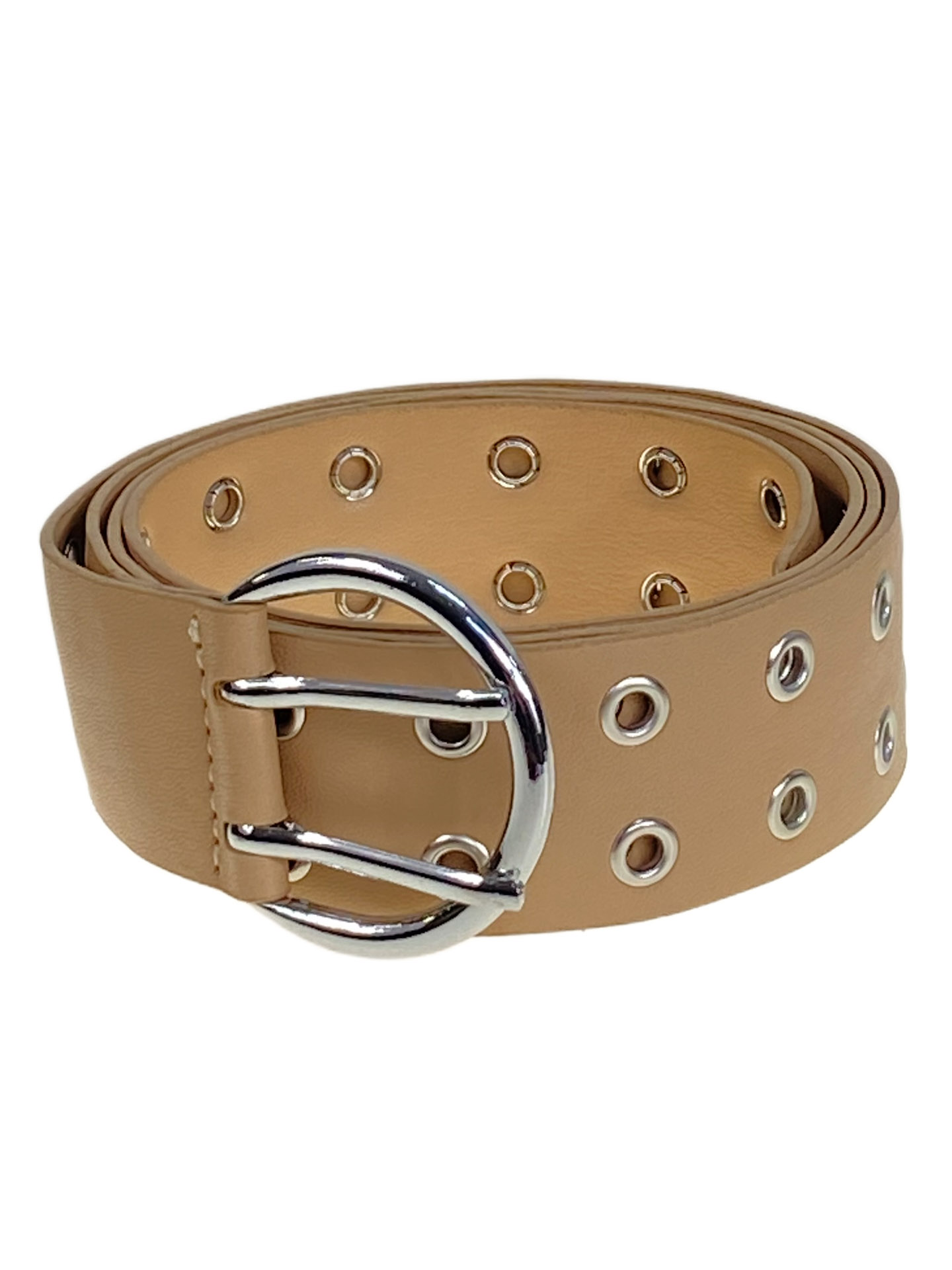 На фото 1 -  Ремень женский с люверсами из искусственной кожи, цвет  светло коричневый