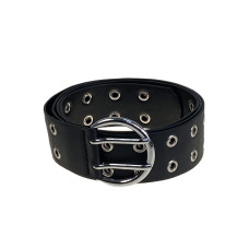 На фото 1 -  Ремень женский с люверсами из искусственной кожи, цвет  черный
