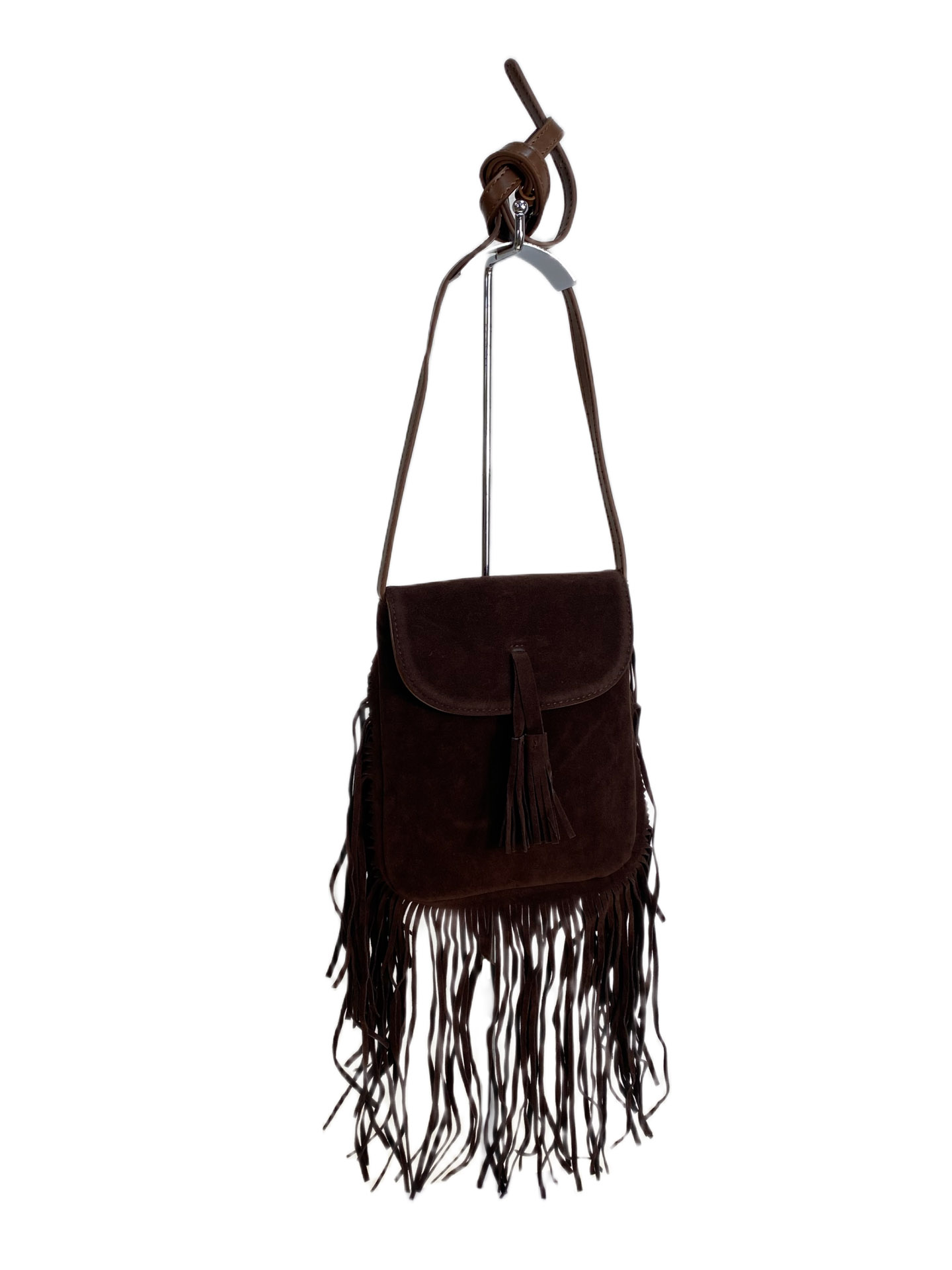 На фото 1 - Женская сумка из искусственной замши, цвет шоколад