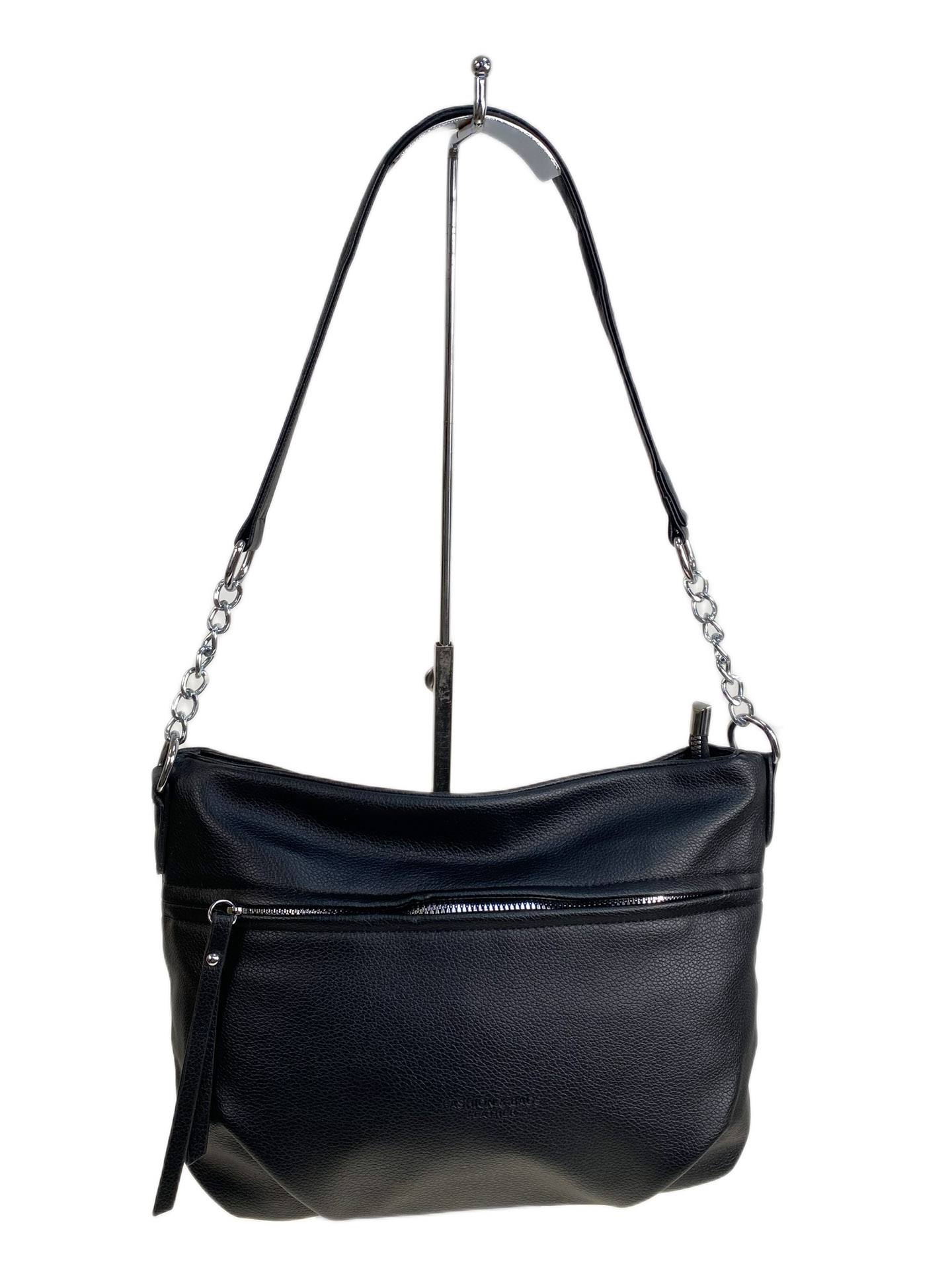 На фото 1 - Женская сумка из искусственной кожи, цвет черный