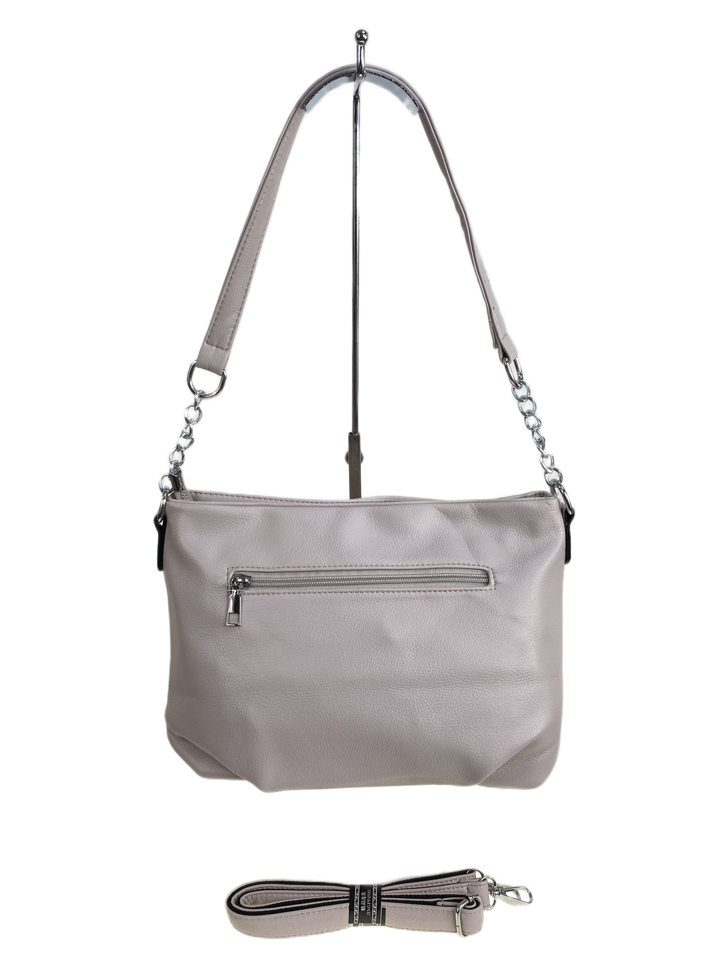 На фото 2 - Женская сумка из искусственной кожи, цвет серо-белый