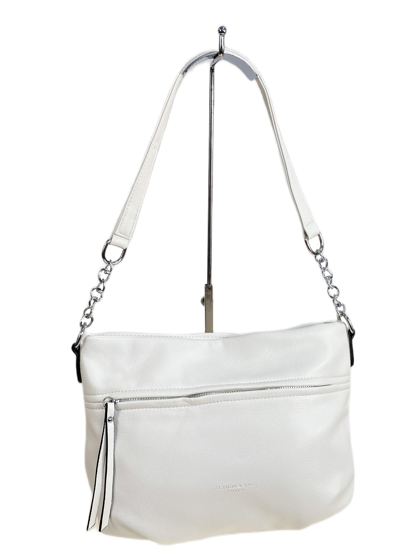 На фото 1 - Женская сумка из искусственной кожи, цвет белый