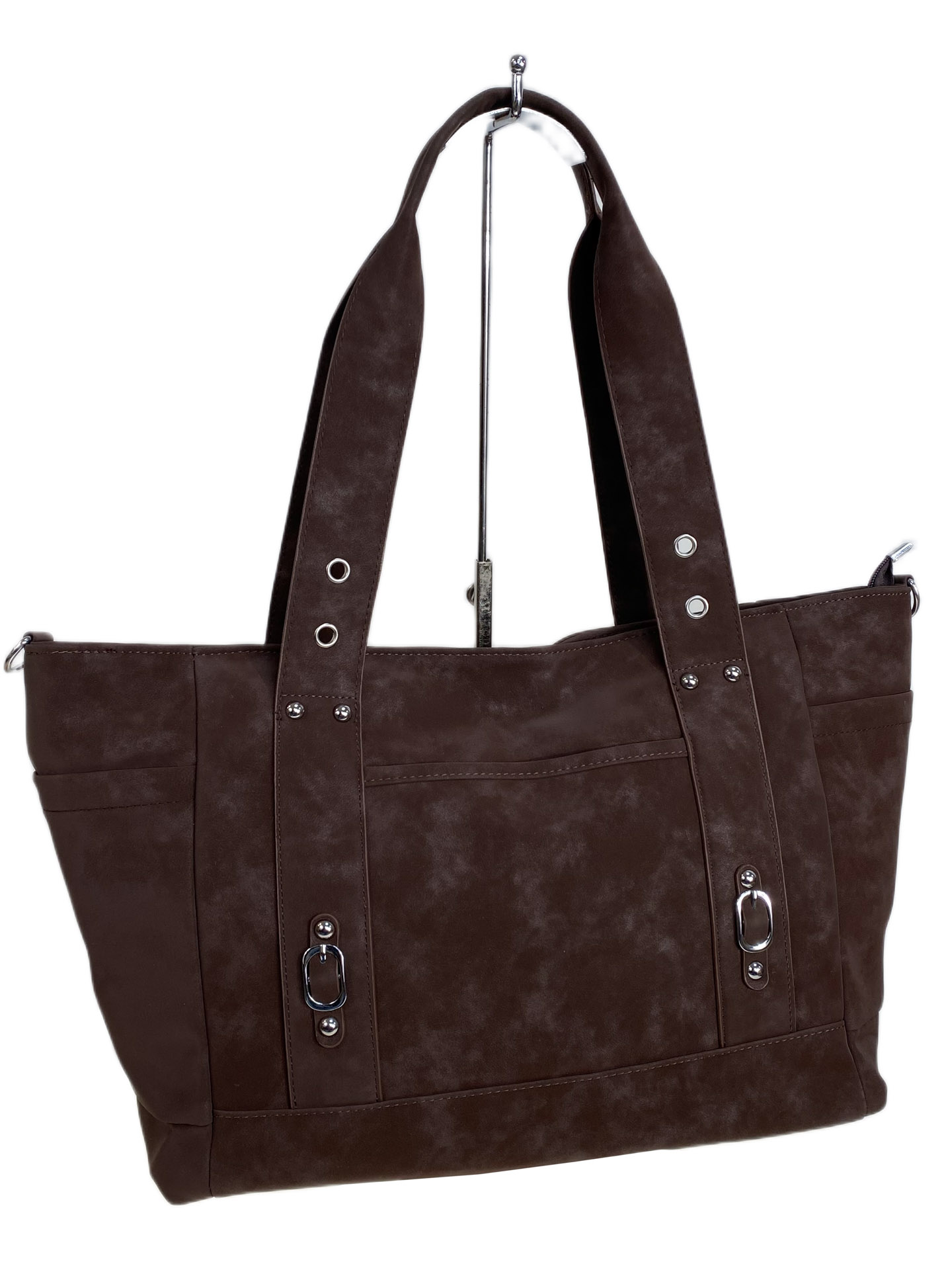 На фото 2 - Женская сумка из искусственной замши, цвет шоколад