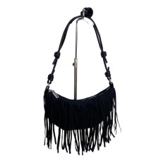 На фото 1 - Женская сумка из искусственной замши, цвет черный