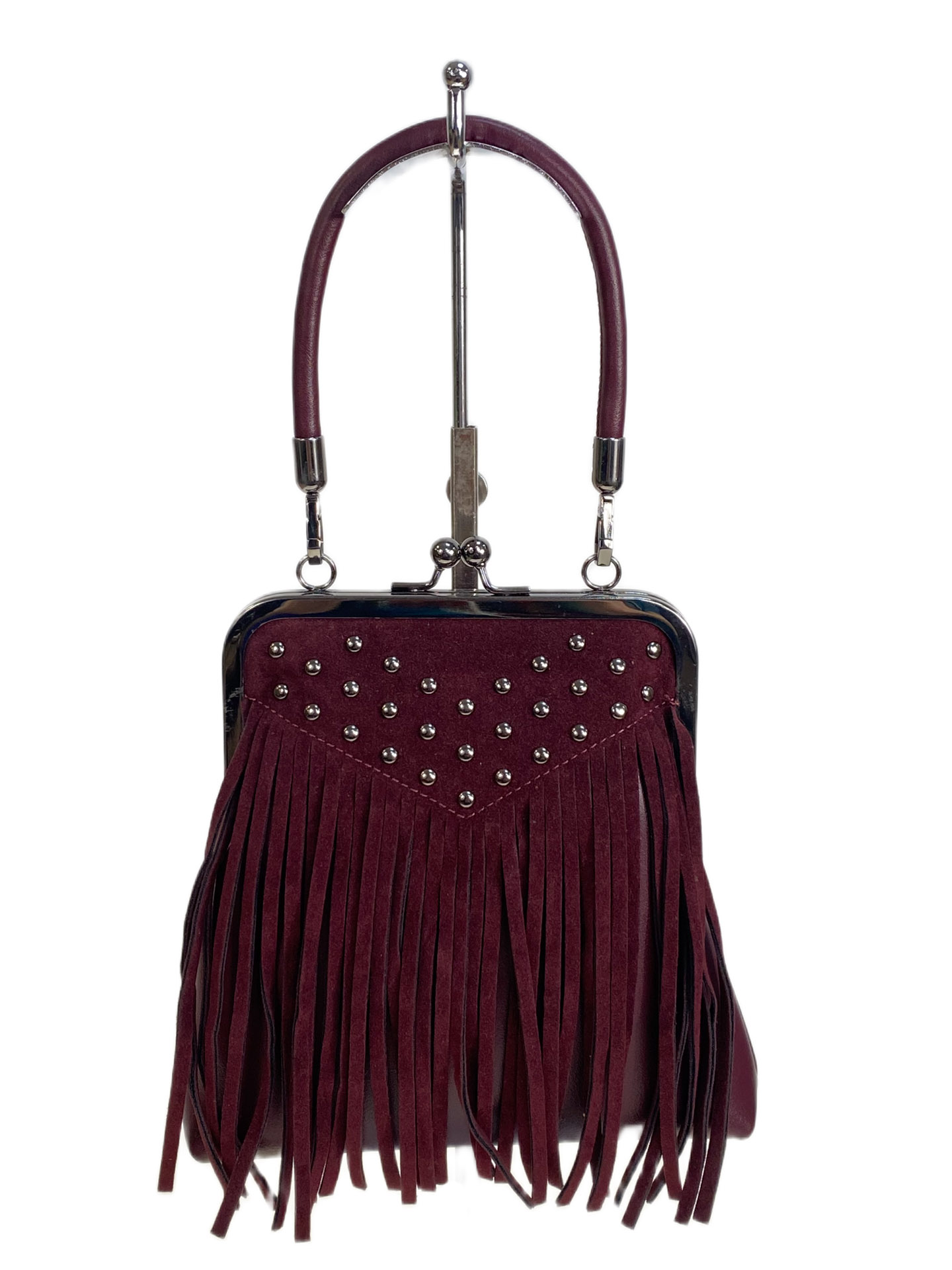 На фото 1 - Женская сумка из искусственной кожи и замши, цвет бордовый