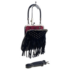 На фото 2 - Женская сумка из искусственной кожи и замши, цвет черный