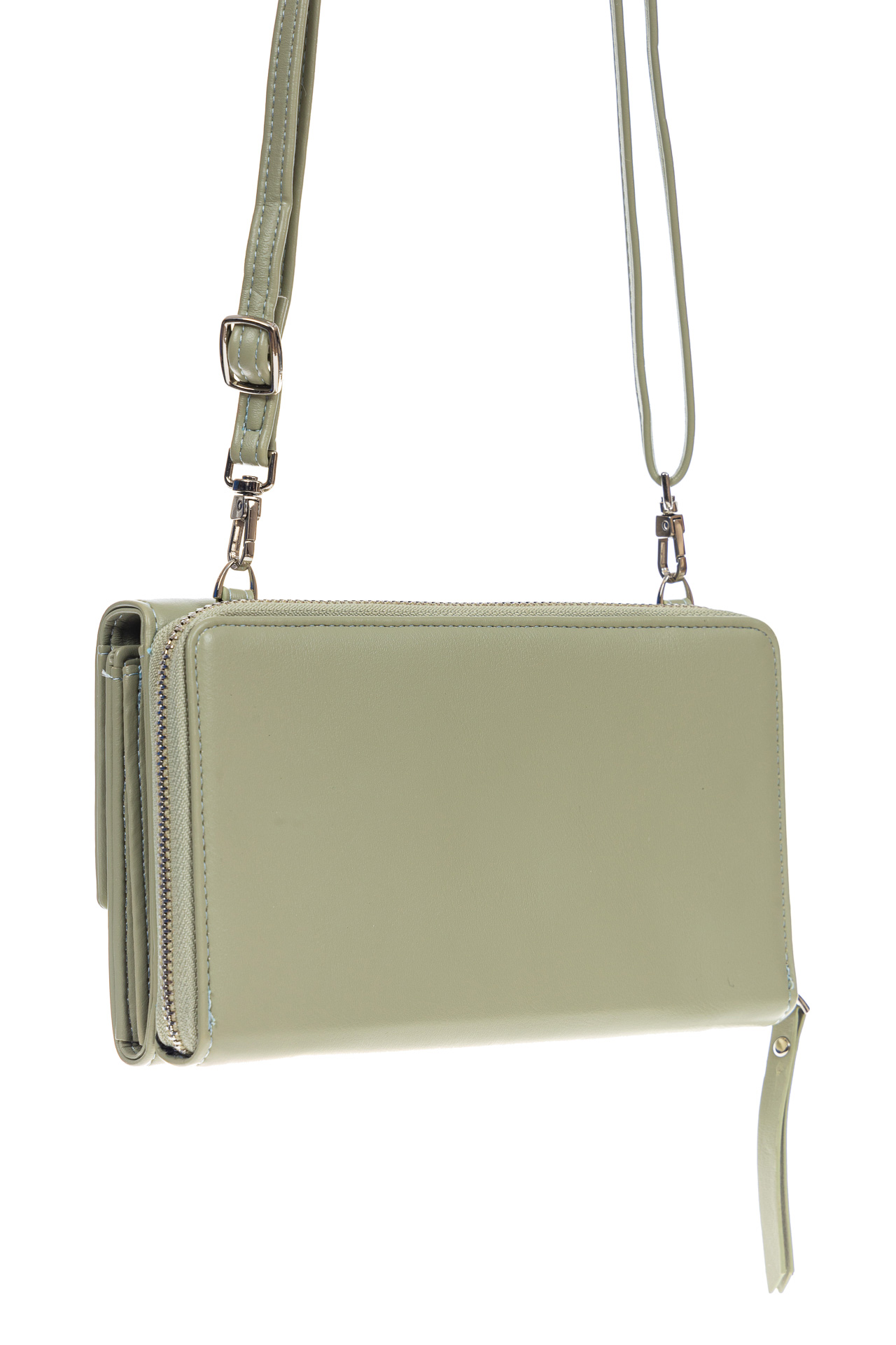 На фото 3 - Небольшая женская сумочка-клатч из искусственной кожи, цвет оливковый