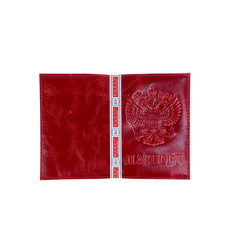 На фото 1 - Обложка на паспорта из натуральной кожи, цвет бордово-красный