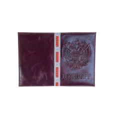 На фото 1 - Обложка на паспорта из натуральной кожи, цвет бордовый 