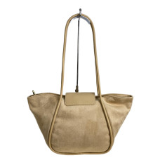 На фото 1 - Женская сумка из искусственной замши, цвет бежевый