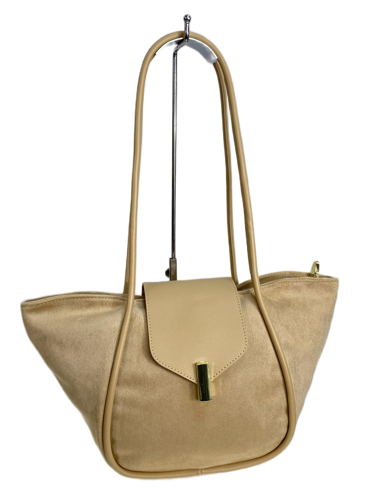 На фото 2 - Женская сумка из искусственной замши, цвет бежевый