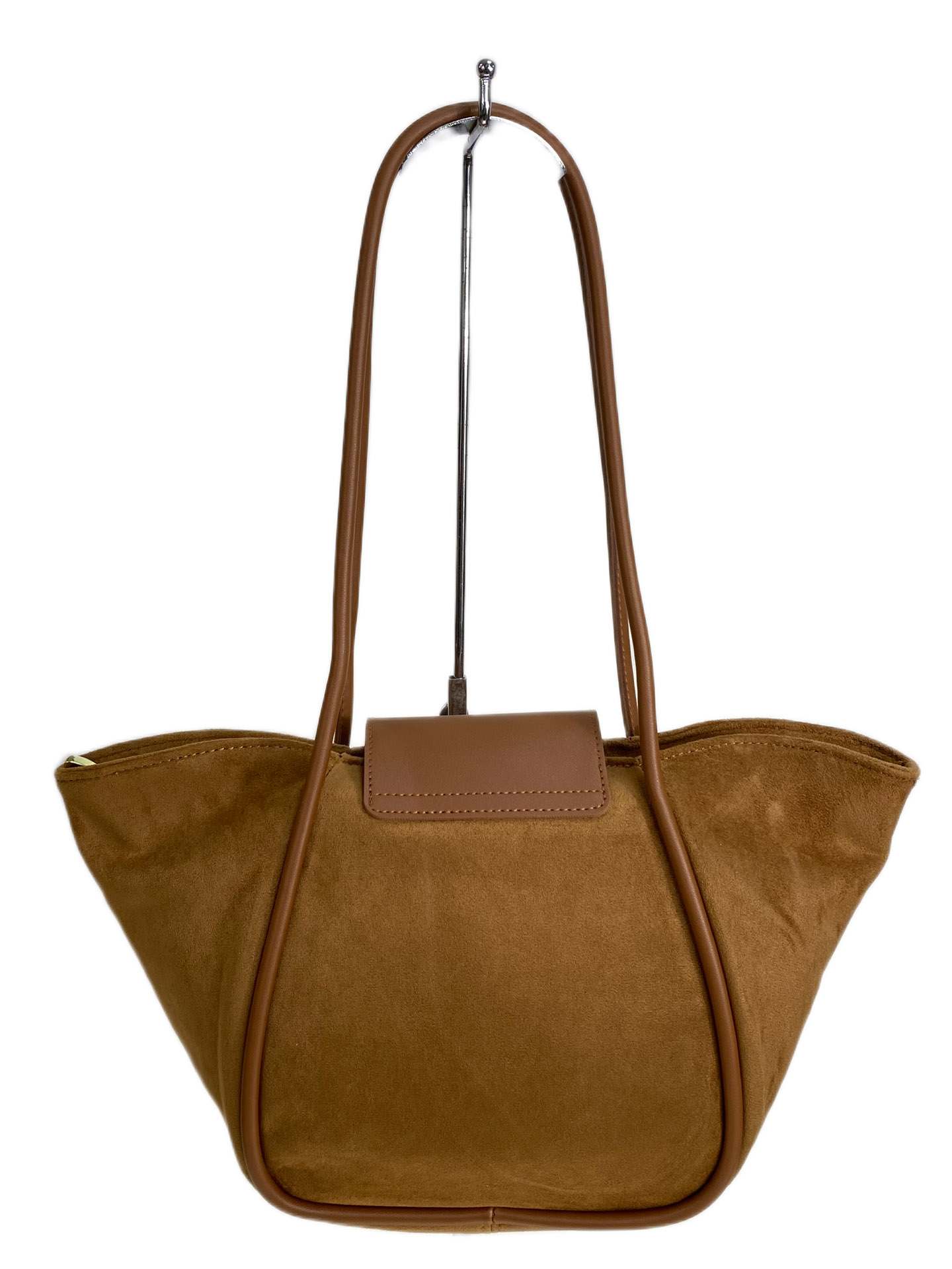 На фото 1 - Женская сумка из искусственной замши, цвет рыже-коричневый