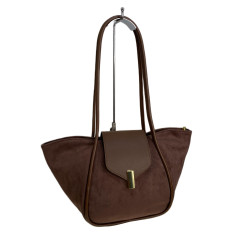 На фото 2 - Женская сумка из искусственной замши, цвет шоколад