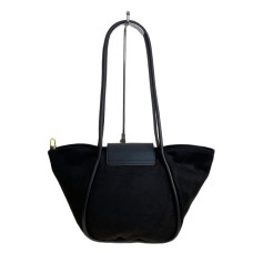 На фото 1 - Женская сумка из искусственной замши, цвет черный