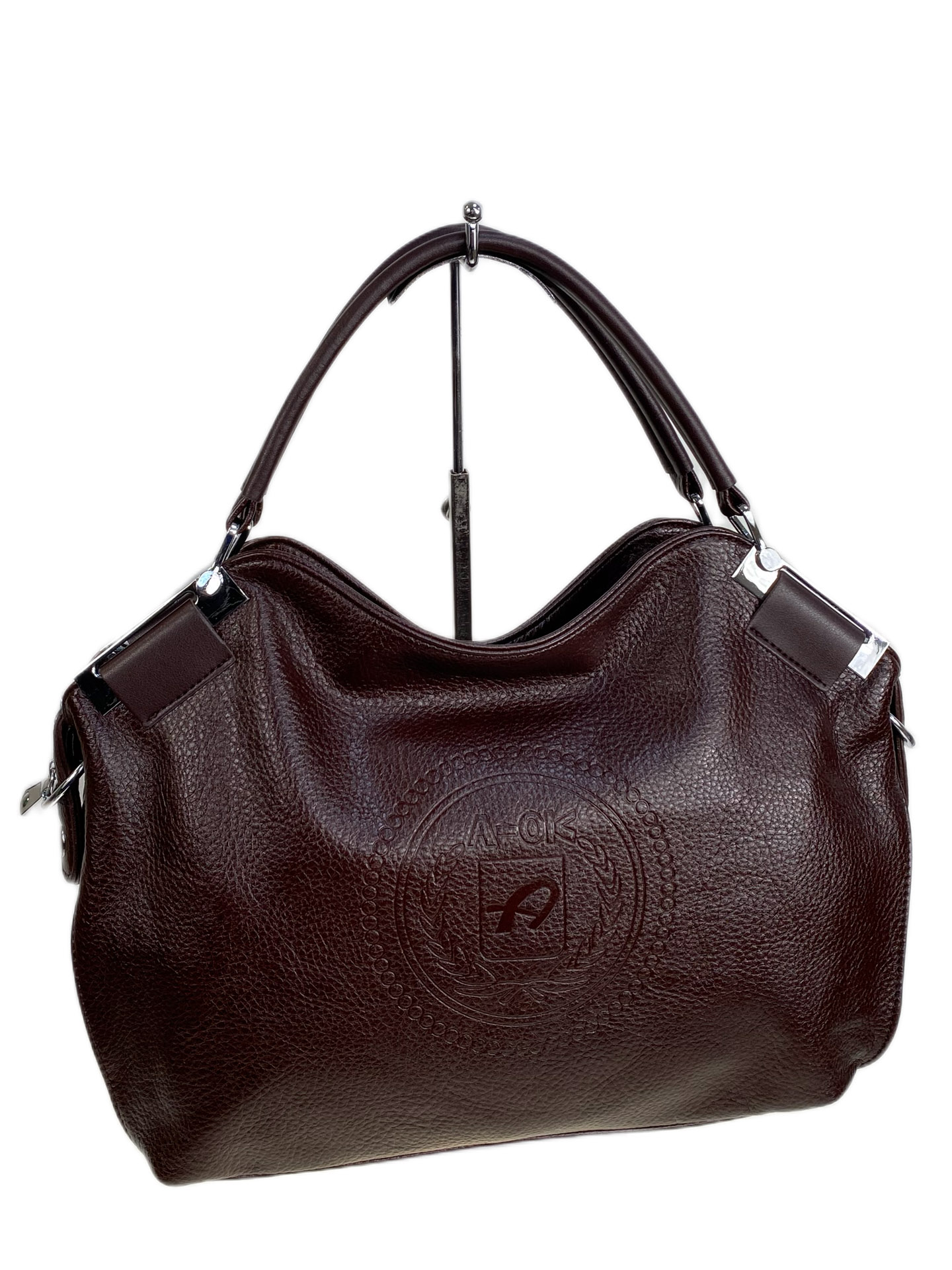 На фото 1 - Женская сумка из искусственной кожи, цвет коричневый