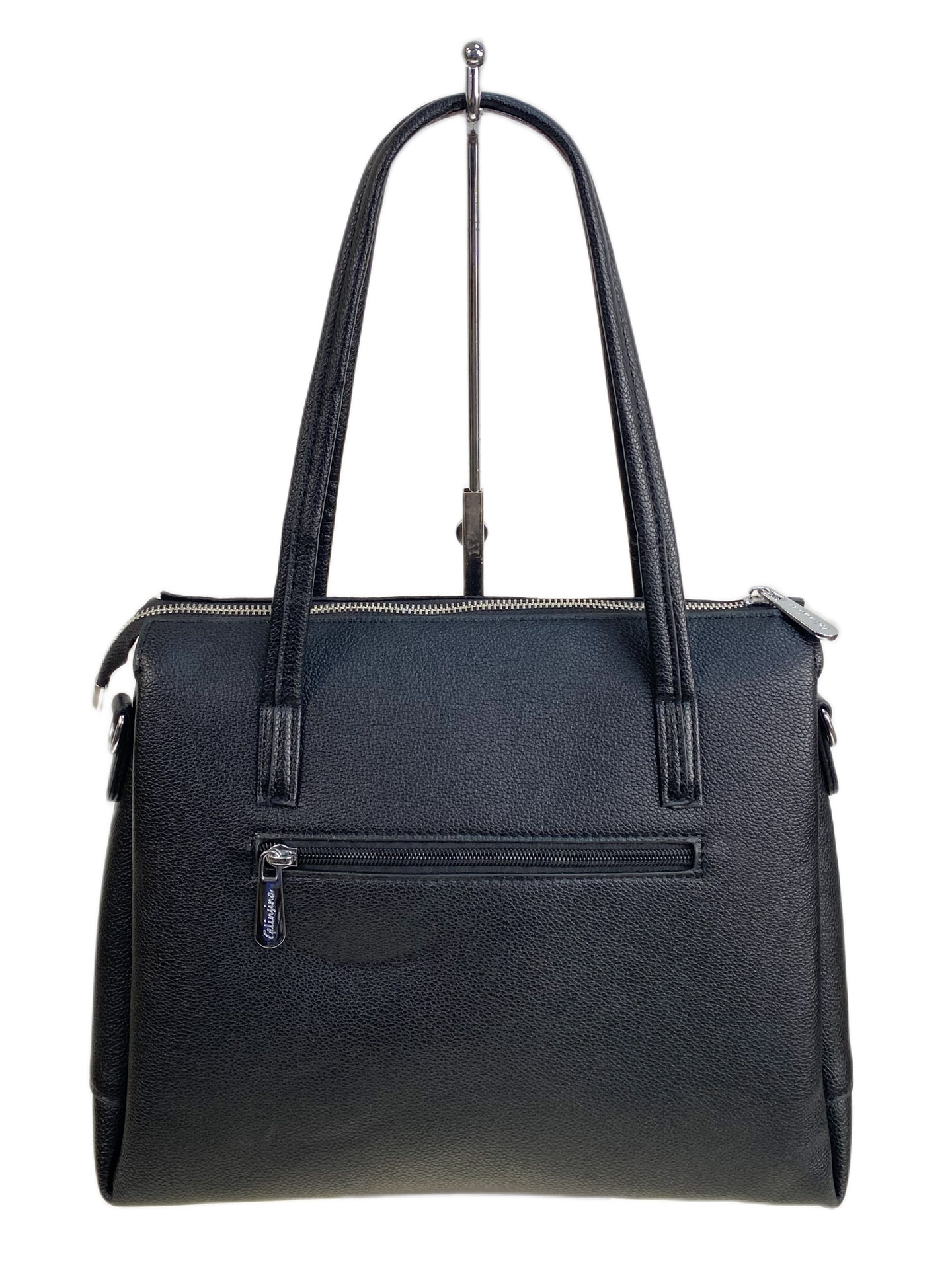 На фото 2 - Женская сумка из искусственной кожи и замши, цвет черный