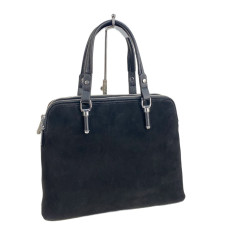 На фото 1 - Женская сумка из искусственной кожи и замши, цвет черный