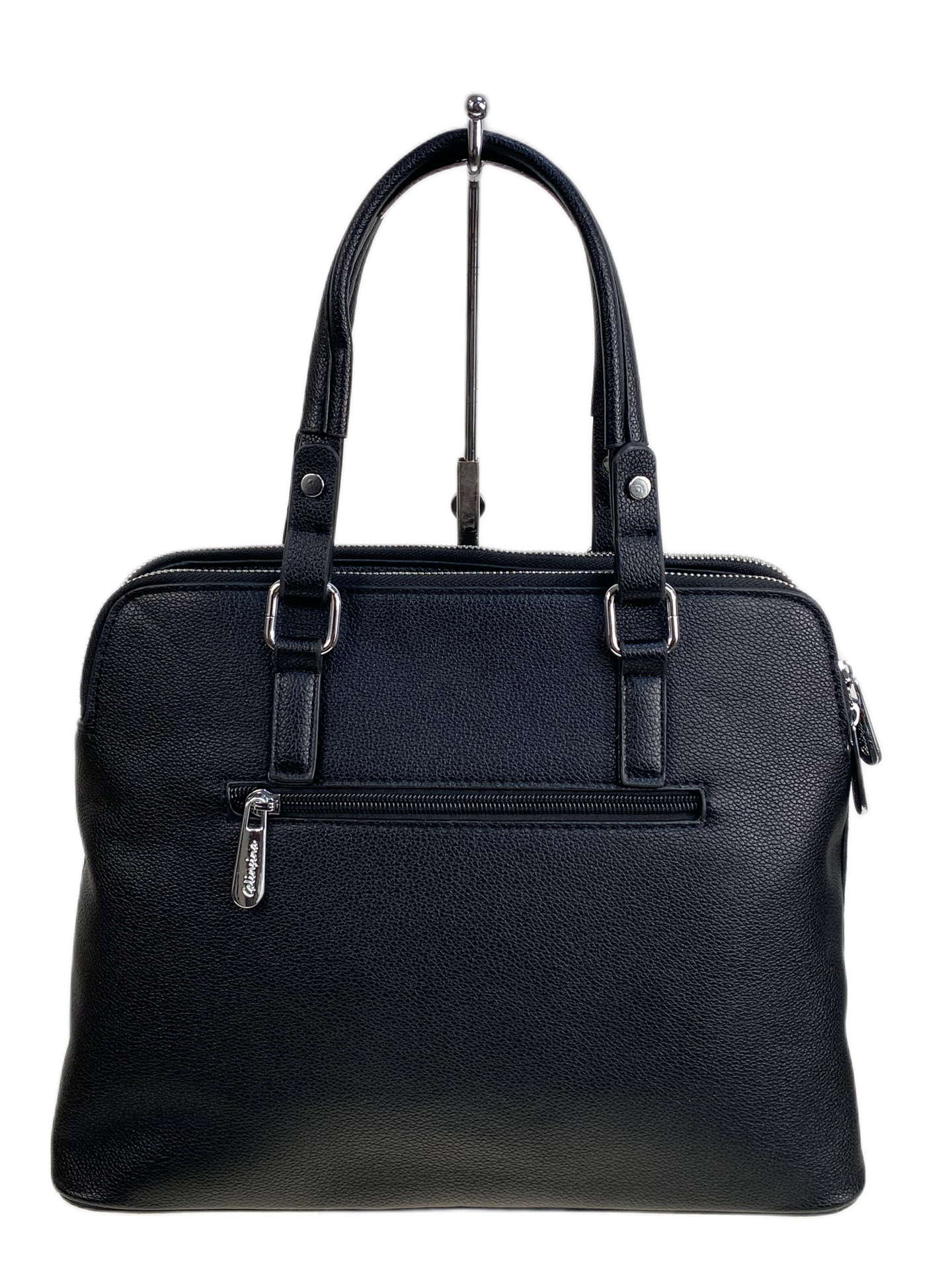 На фото 2 - Женская сумка из искусственной кожи и замши, цвет черный