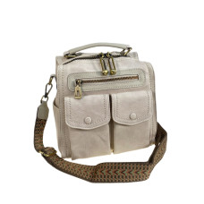 На фото 1 - Женская сумка-рюкзак из искусственной кожи, цвет молочный