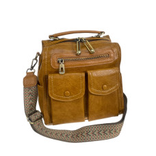 На фото 1 - Женская сумка- рюкзак из искусственной кожи, цвет  рыжий