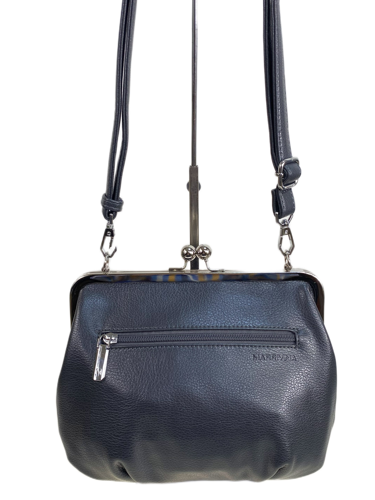 На фото 2 - Женская сумка из искусственной кожи и замши, цвет серый