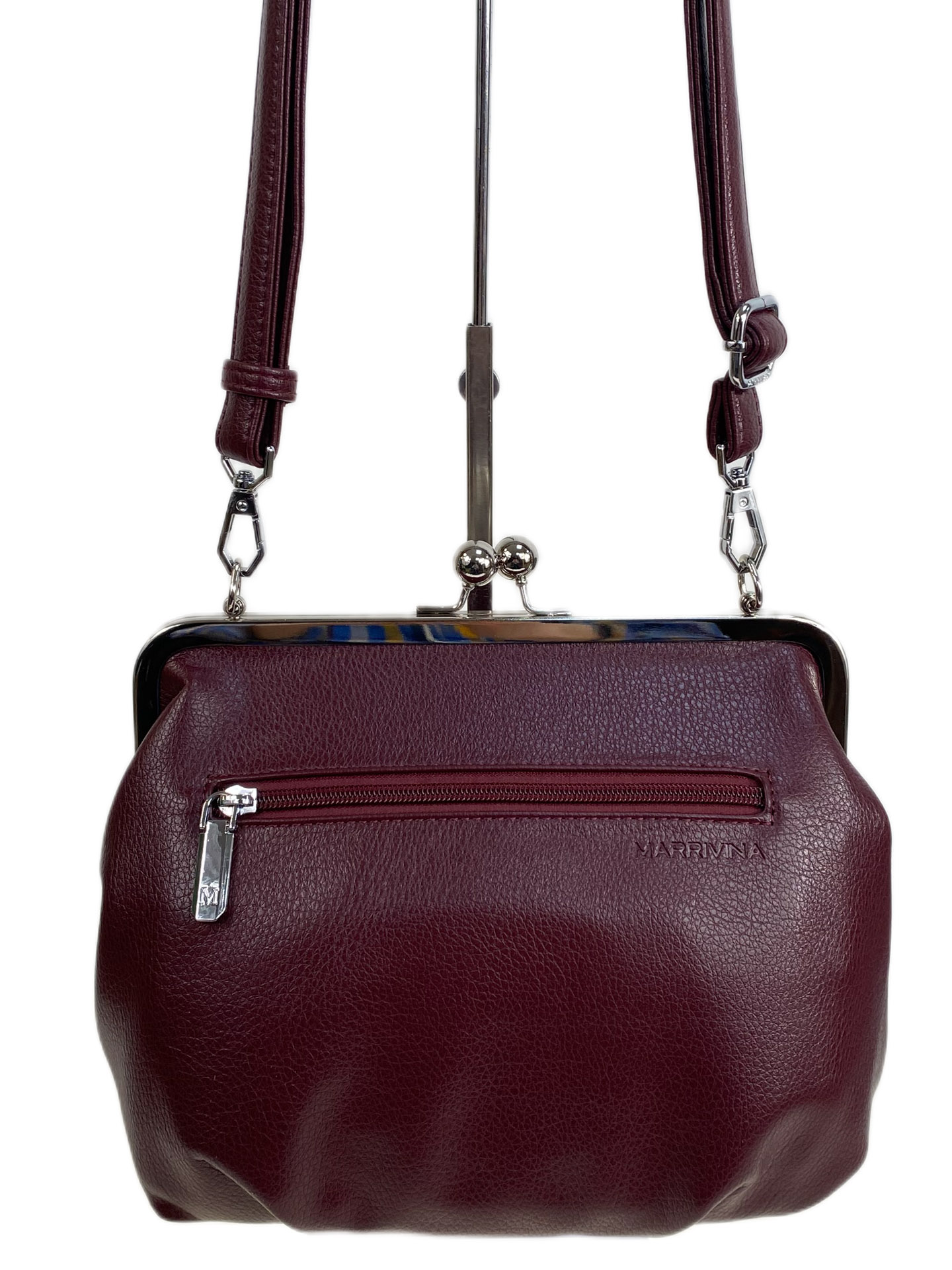 На фото 2 - Женская сумка из искусственной кожи и замши, цвет бордовый