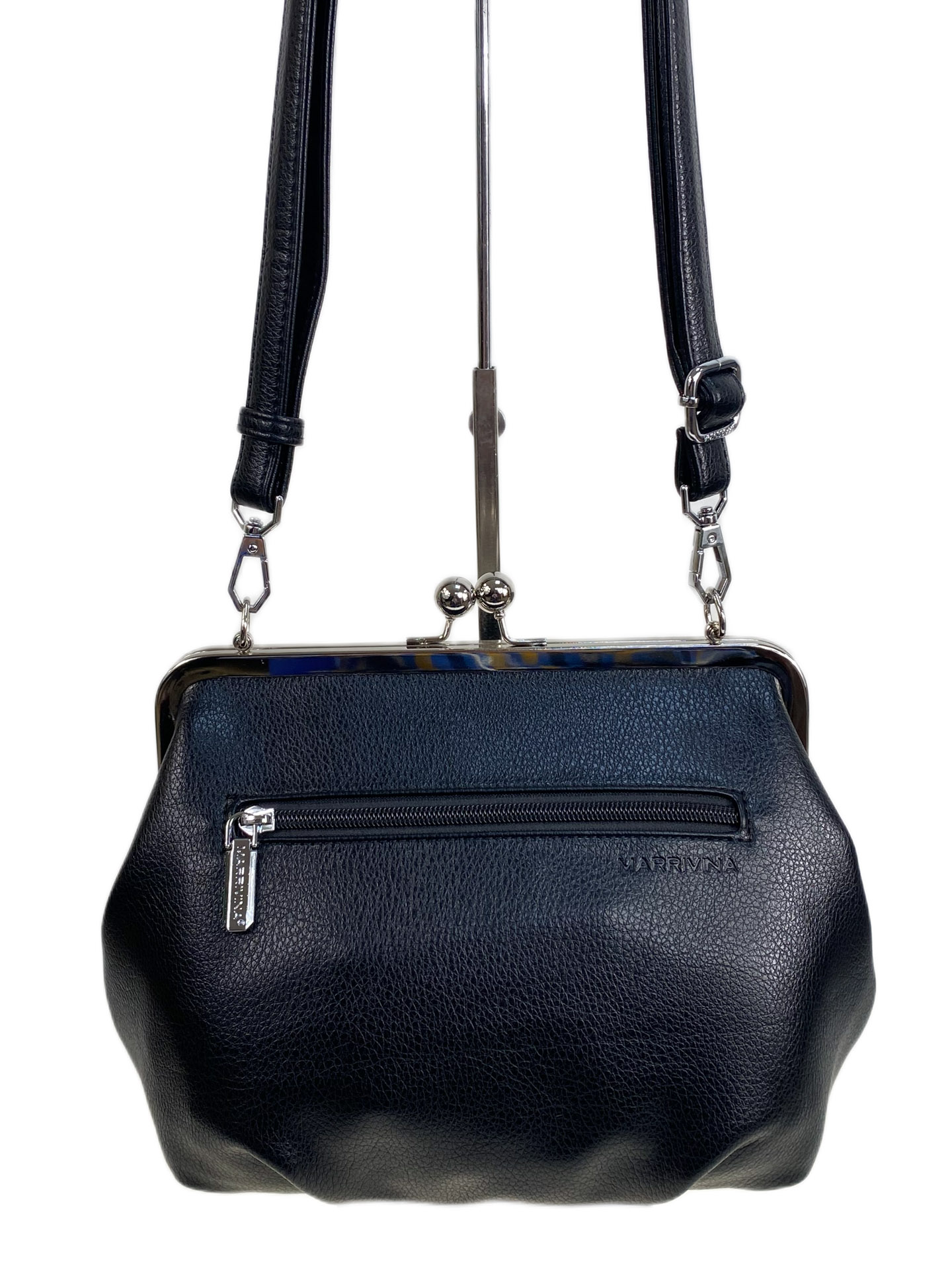 На фото 2 - Женская сумка из искусственной кожи и замши, цвет черный