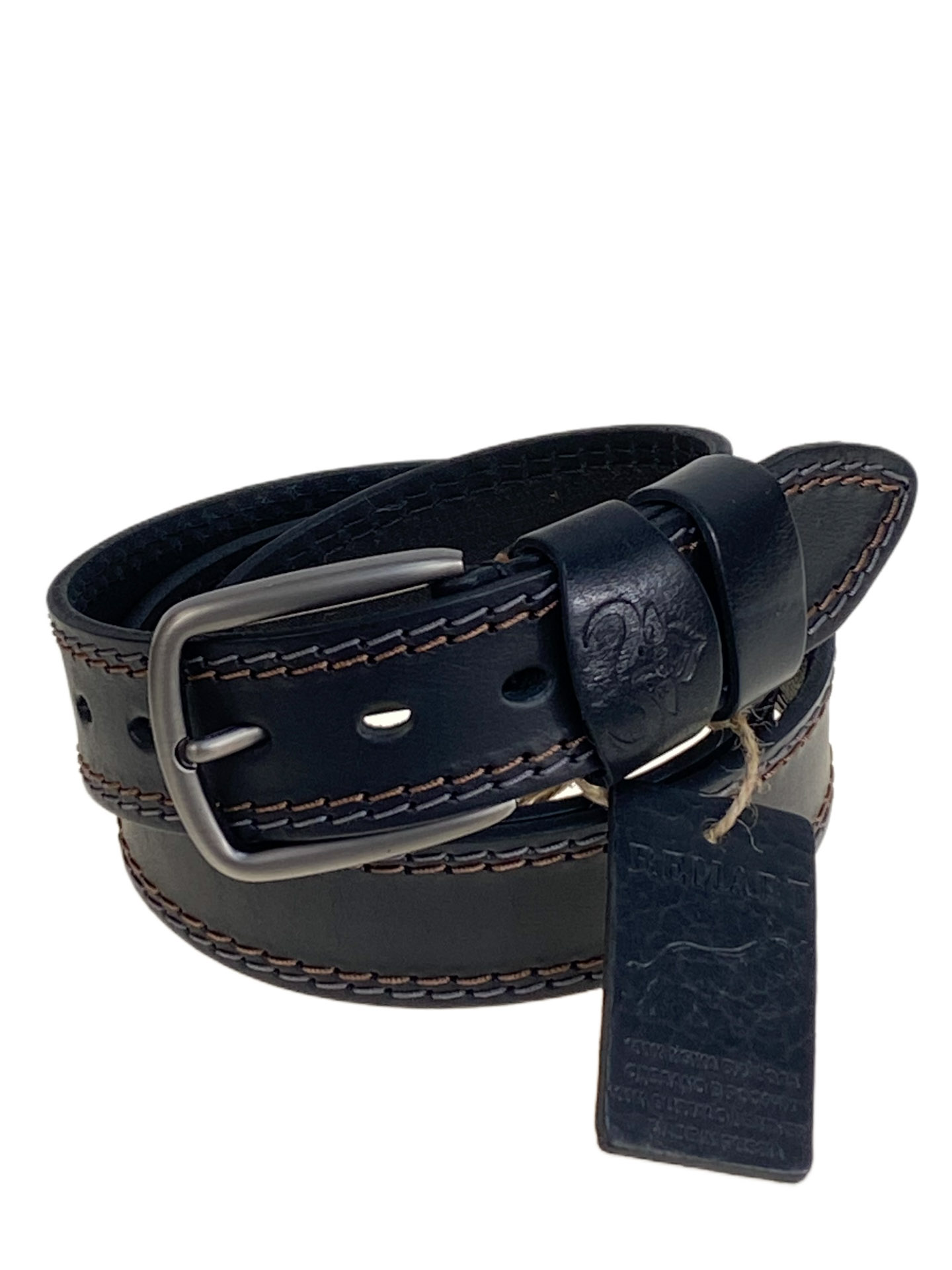 На фото 1 - Ремень мужской из натуральной кожи, цвет черный