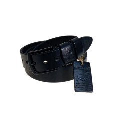 На фото 1 - Ремень мужской из натуральной кожи, цвет черный